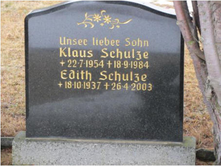 Schulze, Edith * 1937, + 2003   Schulze, Klaus * 1954, + 1984 
