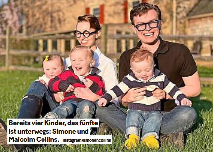 Bereits vier Kinder, das fnfte ist unterwegs: simone und Malcolm Collins. Instagram/simonehcollins